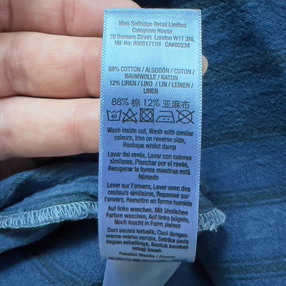 MISS SELFRIDGE/Women's Jumpsuit Linen/Cotton Blend Custom Indigo Dye sz 8 - Picture 4 of 5